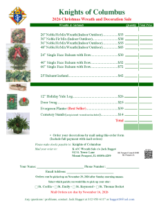 2026 KofC Christmas Wreath Sale 2026 KofC Christmas Wreath Sale