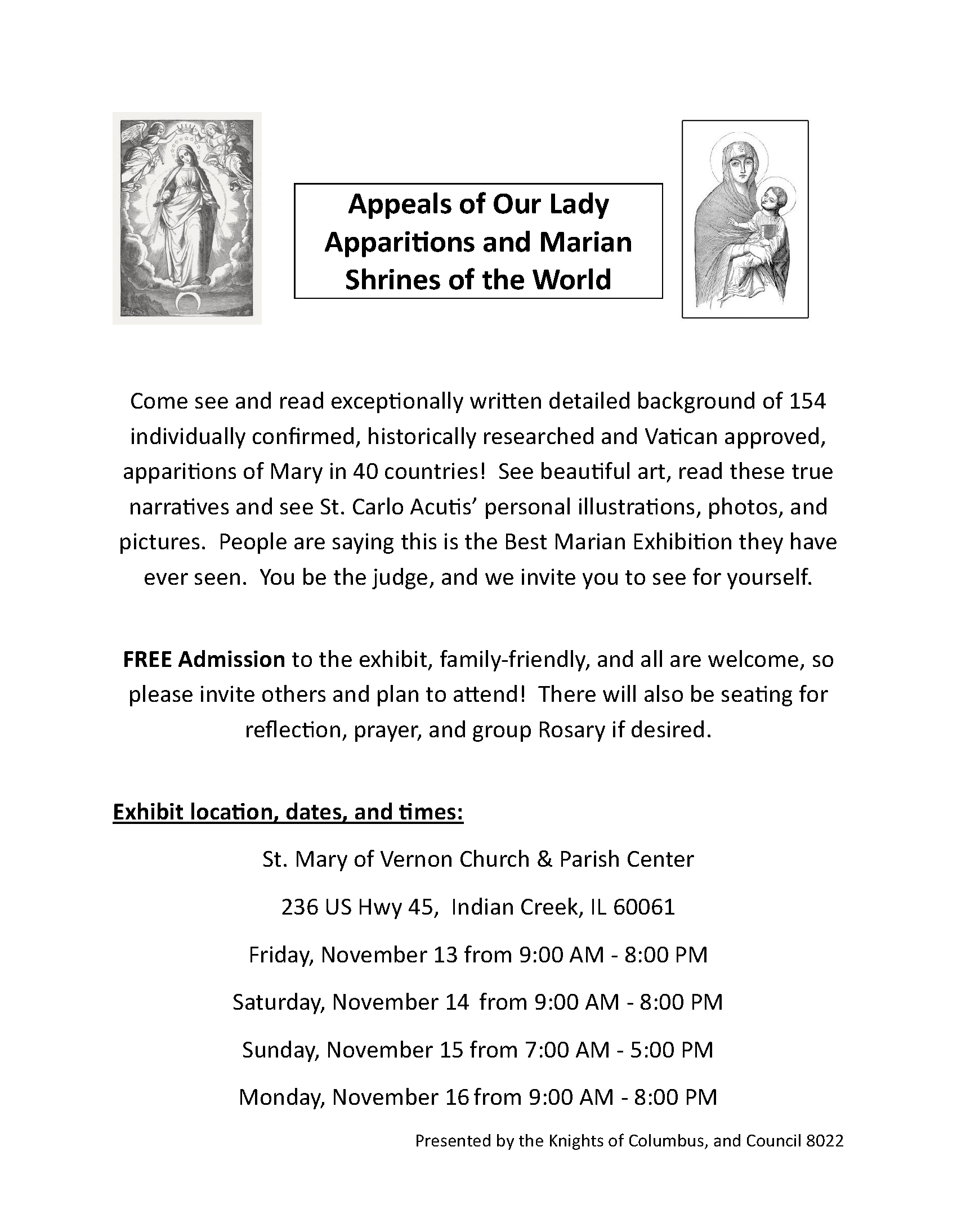 Appeals of Our Lady Flier Exhibit Appeals of Our Lady Flier Exhibit